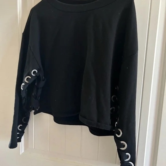 ALO Crewneck Sweatshirt Crop Top Black Size Small - Picture 4 of 5